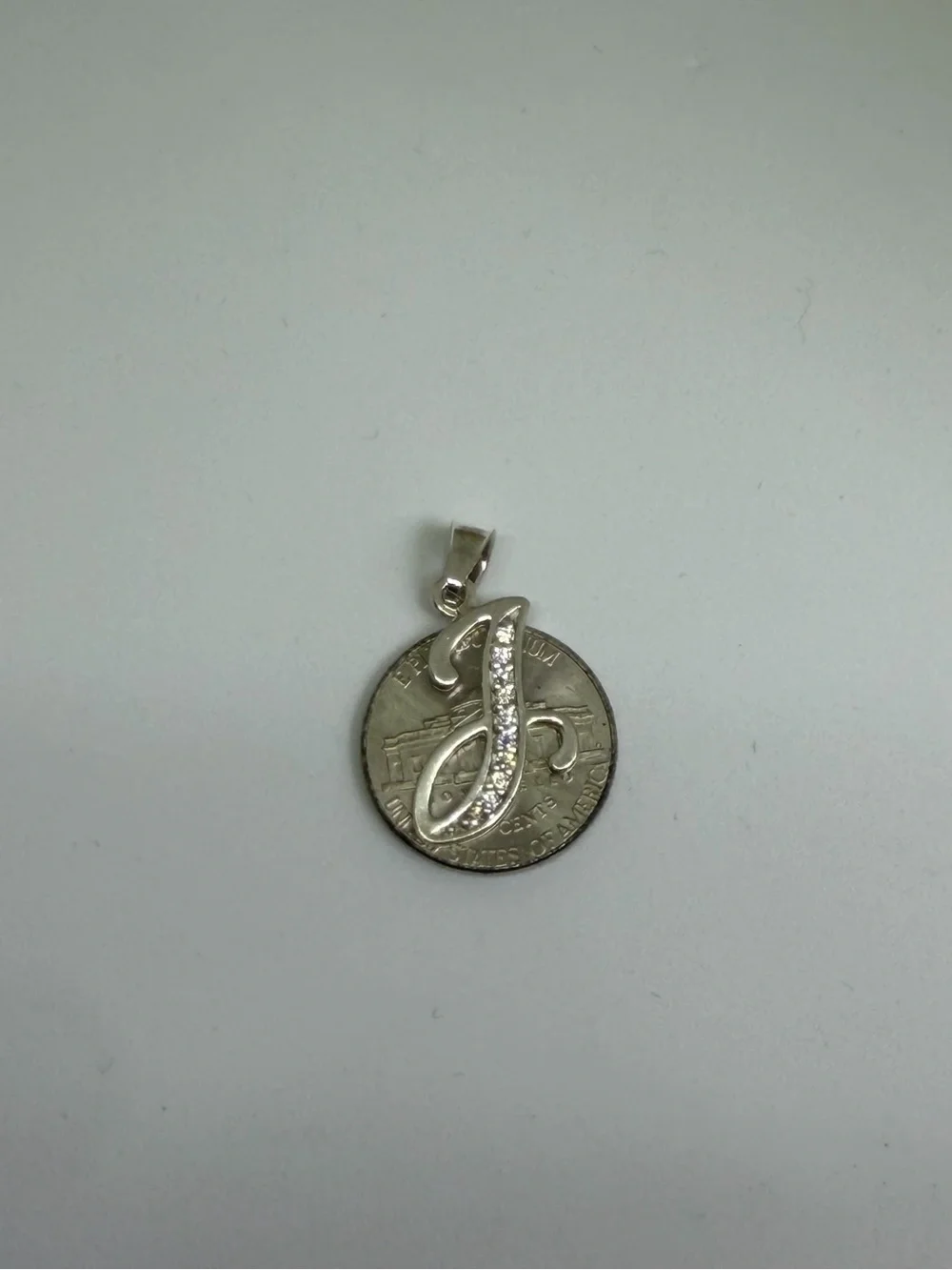 CZ Initial “J” Pendant Necklace – 925 Sterling Silver – New